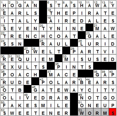 0820-11: New York Times Crossword Answers 20 Aug 11, Saturday