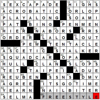 0827-11: New York Times Crossword Answers 27 Aug 11, Saturday