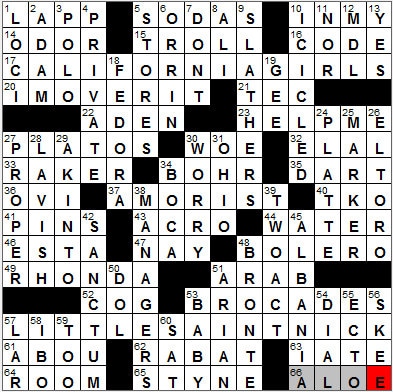 0831-11: New York Times Crossword Answers 31 Aug 11, Wednesday