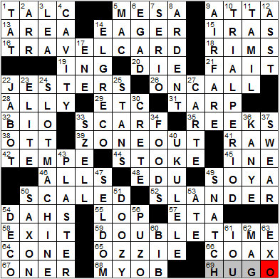 0906-11: New York Times Crossword Answers 6 Sep 11, Tuesday