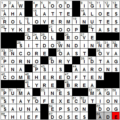 0912-11: New York Times Crossword Answers 12 Sep 11, Monday