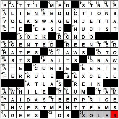 0917-11: New York Times Crossword Answers 17 Sep 11, Saturday