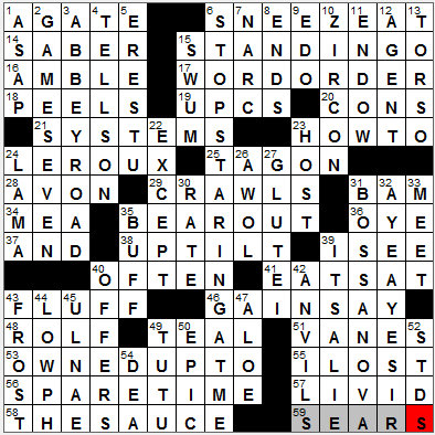 0923-11: New York Times Crossword Answers 23 Sep 11, Friday