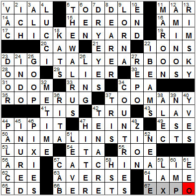 0927-11: New York Times Crossword Answers 27 Sep 11, Tuesday