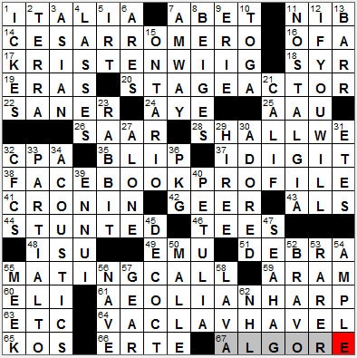 1014-11: New York Times Crossword Answers 14 Oct 11, Friday