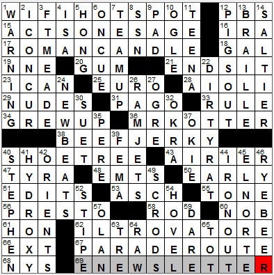 1029-11: New York Times Crossword Answers 29 Oct 11, Saturday