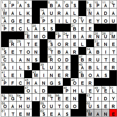 1107-11: New York Times Crossword Answers 7 Nov 11, Monday