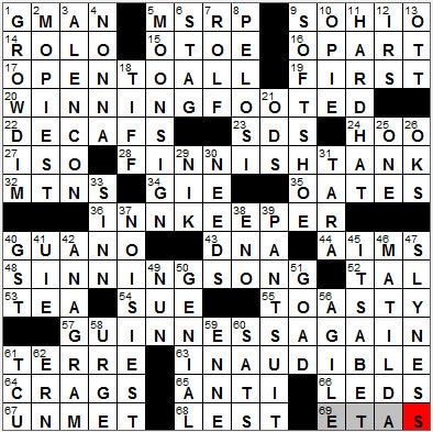 1109-11: New York Times Crossword Answers 9 Nov 11, Wednesday