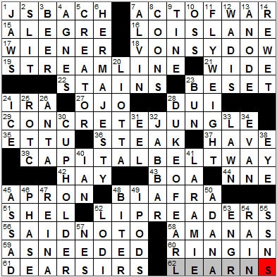 1112-11: New York Times Crossword Answers 12 Nov 11, Saturday