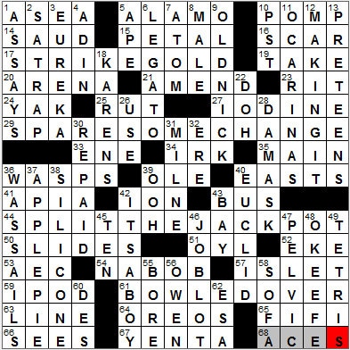 1114-11: New York Times Crossword Answers 14 Nov 11, Monday