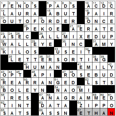 1117-11: New York Times Crossword Answers 17 Nov 11, Thursday