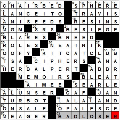 1126-11: New York Times Crossword Answers 26 Nov 11, Saturday
