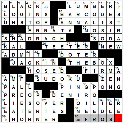 1201-11: New York Times Crossword Answers 1 Dec 11, Thursday