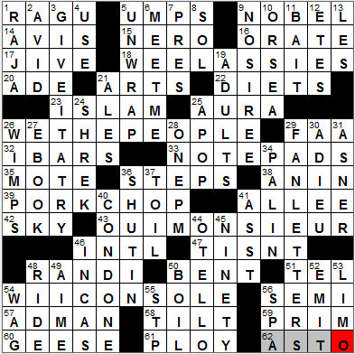 1219-11: New York Times Crossword Answers 19 Dec 11, Monday