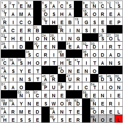 1221-11: New York Times Crossword Answers 21 Dec 11, Wednesday