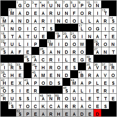 1223-11: New York Times Crossword Answers 23 Dec 11, Friday