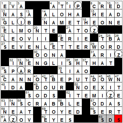 1229-11: New York Times Crossword Answers 29 Dec 11, Thursday