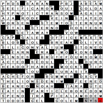 0101-12: New York Times Crossword Answers 1 Jan 12, Sunday