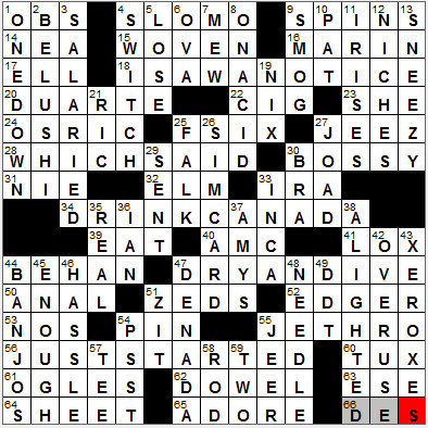 0104-12: New York Times Crossword Answers 4 Jan 12, Wednesday