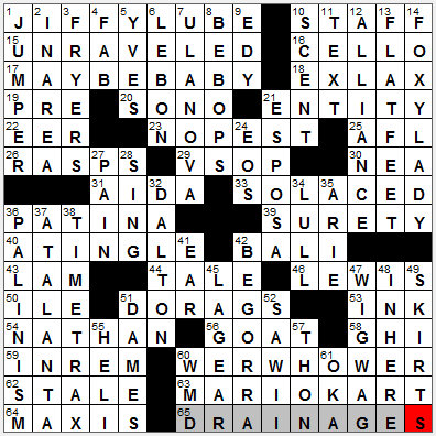 0106-12: New York Times Crossword Answers 6 Jan 12, Friday