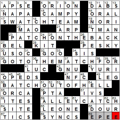 0111-12: New York Times Crossword Answers 11 Jan 12, Wednesday