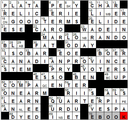 0112-11: New York Times Crossword Answers 12 Jan 12, Thursday