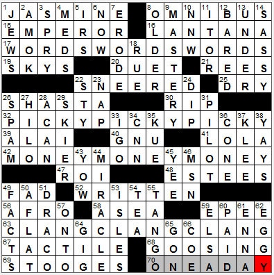 0116-12: New York Times Crossword Answers 16 Jan 12, Monday