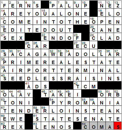 0121-12: New York Times Crossword Answers 21 Jan 12, Saturday