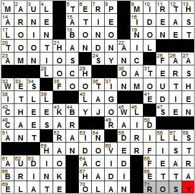 0123-12: New York Times Crossword Answers 23 Jan 12, Monday