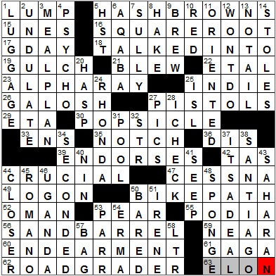 0128-12: New York Times Crossword Answers 28 Jan 12, Saturday