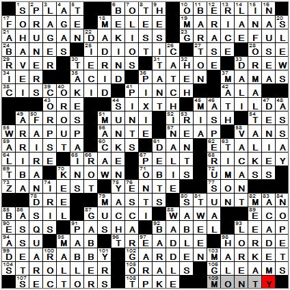 0219-12: New York Times Crossword Answers 19 Feb 12, Sunday