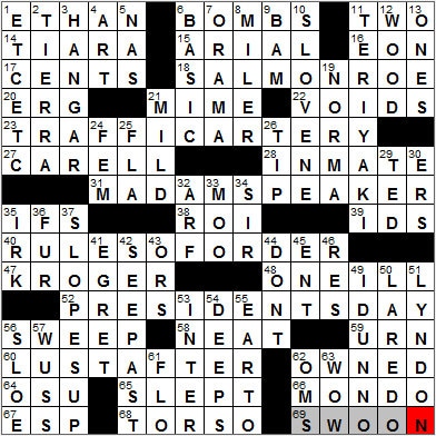 0220-12: New York Times Crossword Answers 20 Feb 12, Monday