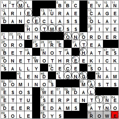 0307-12: New York Times Crossword Answers 7 Mar 12, Wednesday