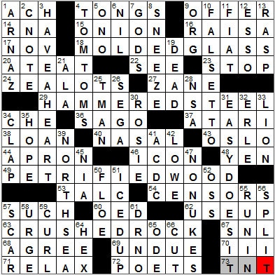 0312-12: New York Times Crossword Answers 12 Mar 12, Monday