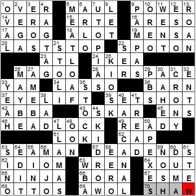 0313-12: New York Times Crossword Answers 13 Mar 12, Tuesday