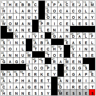0316-12: New York Times Crossword Answers 16 Mar 12, Friday