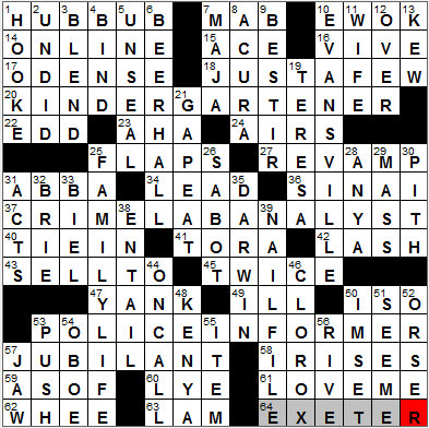 0320-12: New York Times Crossword Answers 20 Mar 12, Tuesday