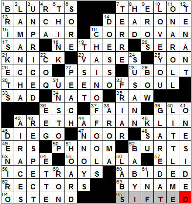 0321-12: New York Times Crossword Answers 21 Mar 12, Wednesday