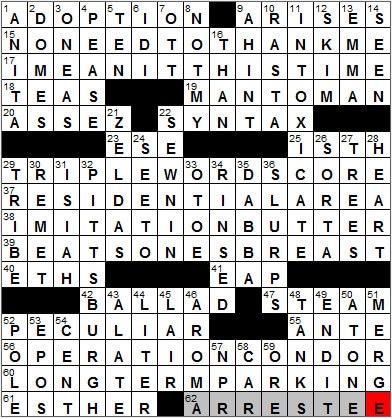 0330-12: New York Times Crossword Answers 30 Mar 12, Friday