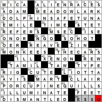 0331-12: New York Times Crossword Answers 31 Mar 12, Saturday