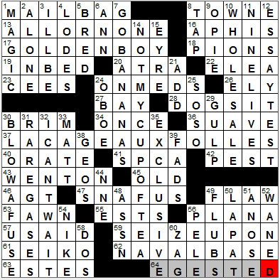 0406-12: New York Times Crossword Answers 6 Apr 12, Friday