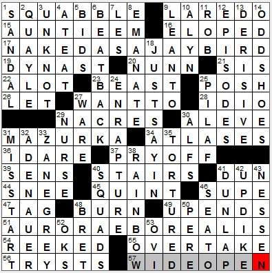 0421-12: New York Times Crossword Answers 21 Apr 12, Saturday