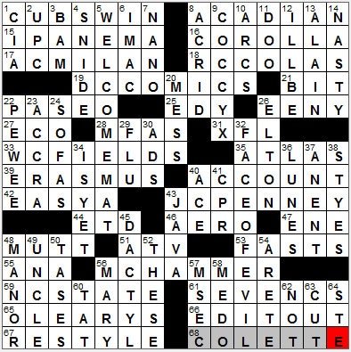 0425-12: New York Times Crossword Answers 25 Apr 12, Wednesday