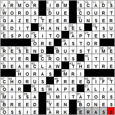 0502-12: New York Times Crossword Answers 2 May 12, Wednesday