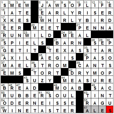 0504-12: New York Times Crossword Answers 4 May 12, Friday