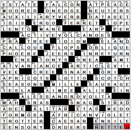 0506-12: New York Times Crossword Answers 6 May 12, Sunday