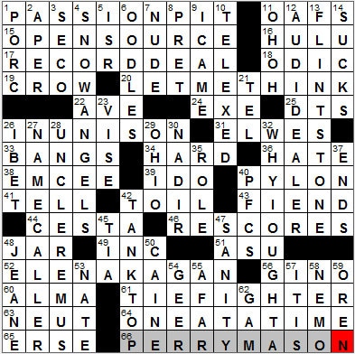 0511-12; New York Times Crossword Answers 11 May 12, Friday
