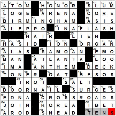 0524-12: New York Times Crossword Answers 24 May 12, Thursday