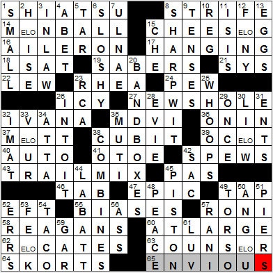 0531-12: New York Times Crossword Answers 31 May 12, Thursday