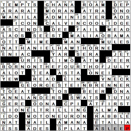 0701-12: New York Times Crossword Answers 1 Jul 12, Sunday